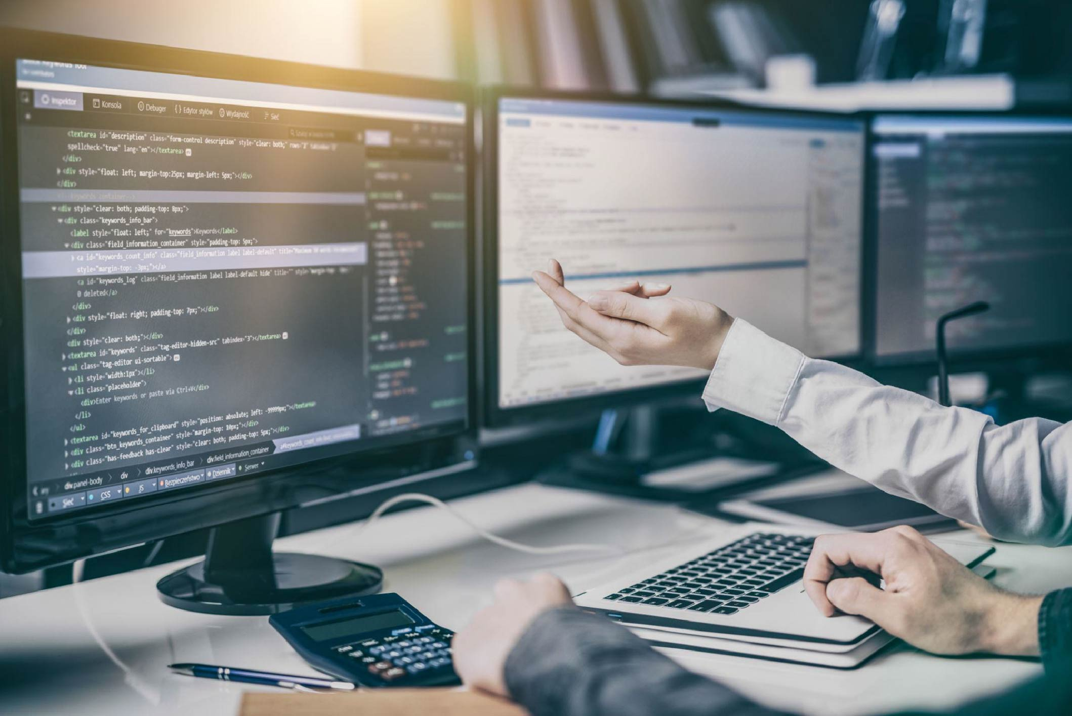 Website design. Developing programming and coding technologies.